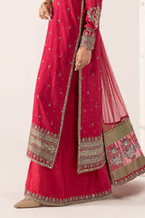 3 Piece Embroidered Raw Silk Suit
