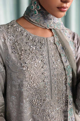 3 Piece Embroidered Tissue Silk Suit